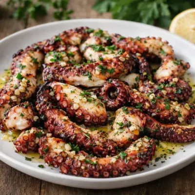 poulpe à la plancha ail persil citronné, recette