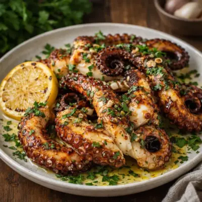 Recette poulpe grillé à l’ail citron persil