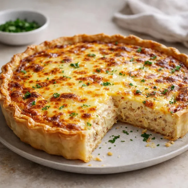 Quiche au thon moelleuse : recette facile et savoureuse