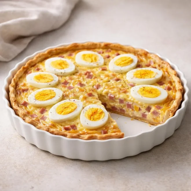 Quiche aux œufs durs et jambon : la recette facile
