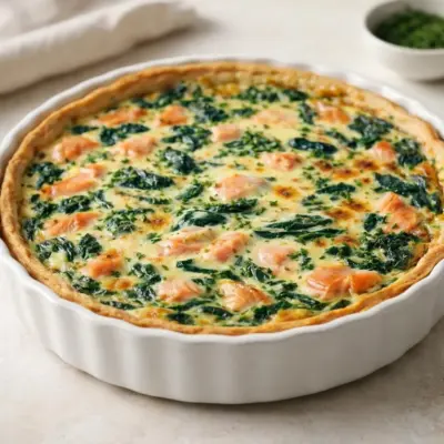 Recette quiche épinards saumon fumé fondante