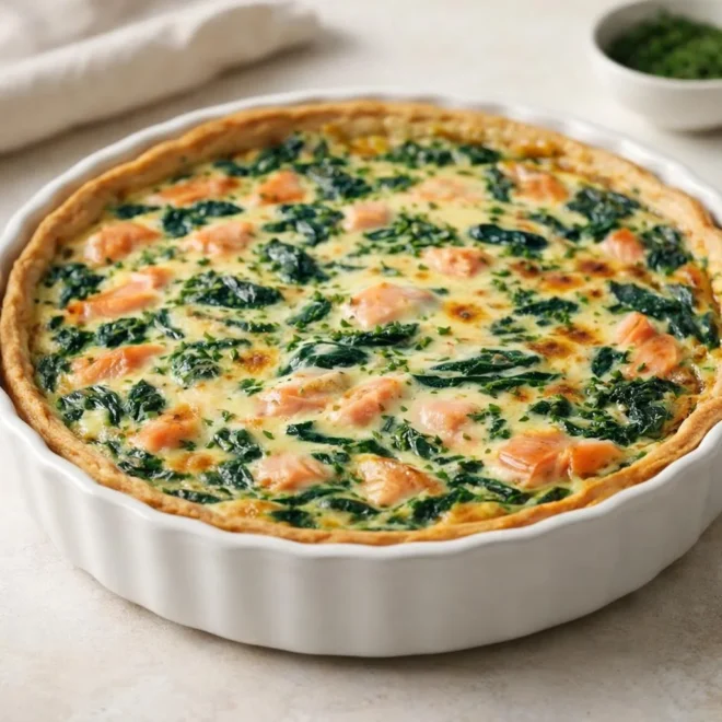 Recette quiche épinards saumon fumé fondante