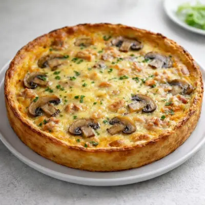 Quiche légère sans pâte au thon et champignons