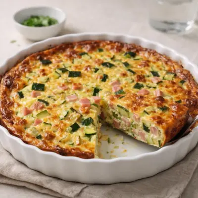 Quiche sans pâte courgettes jambon : moelleuse au four