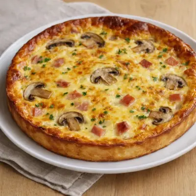 Quiche sans pâte aux champignons et jambon de dinde