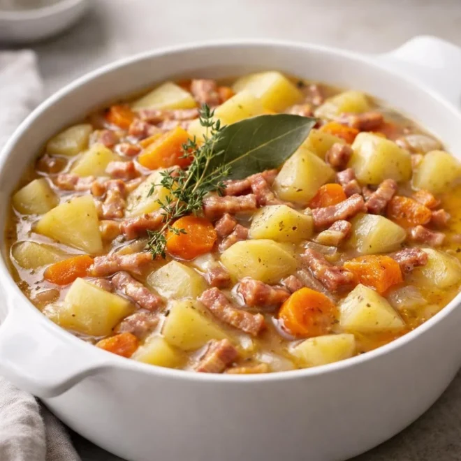Ragoût de lardons et pommes de terre : mijoté au thym