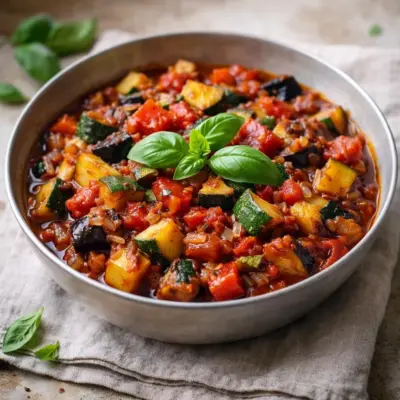 Recette ratatouille au four : légumes fondants & sauce tomat