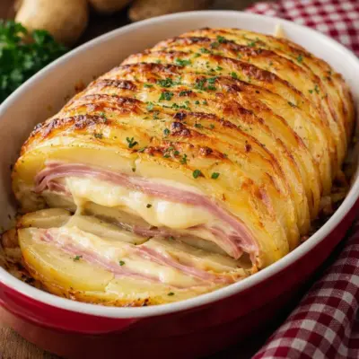 Rôti de pommes de terre façon cordon bleu au four