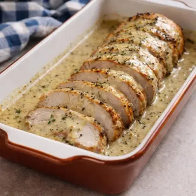 Recette rôti de porc au lait et moutarde : sauce crémeuse