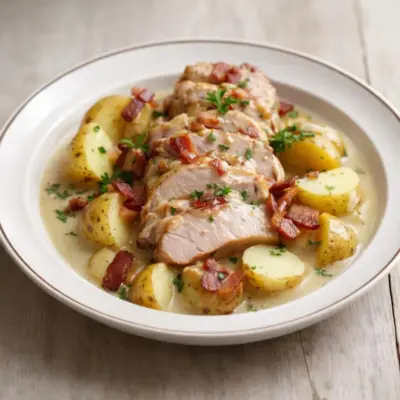 Rôti de porc au lait : pommes de terre fondantes