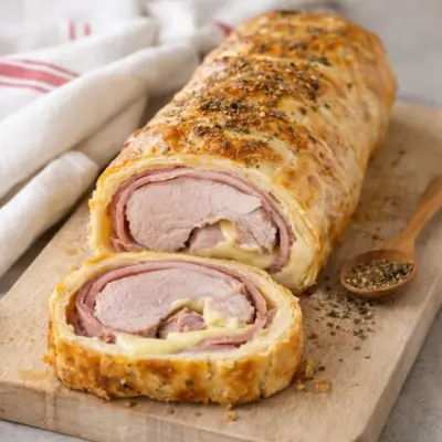 Rôti de porc en croûte feuilletée : moutarde & herbes