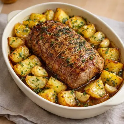Rôti de veau aux pommes de terre au four