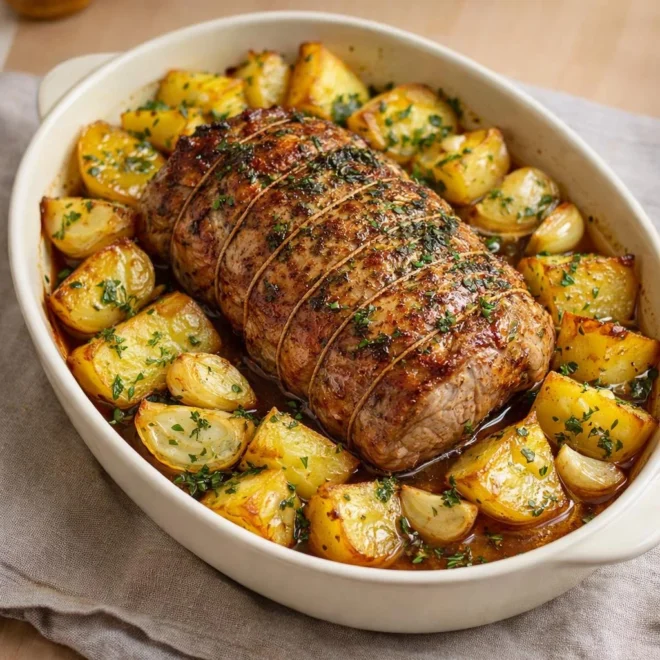 Rôti de veau aux pommes de terre au four