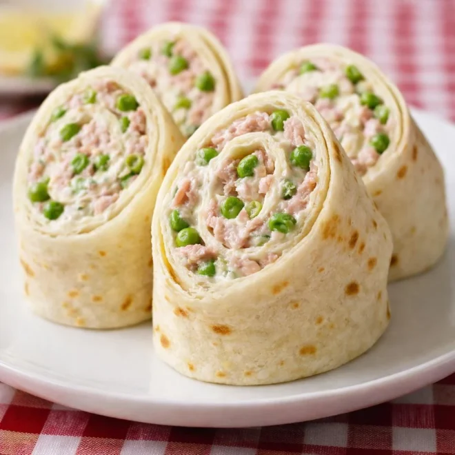 Recette wrap roulé thon petits pois, mayo crémeuse