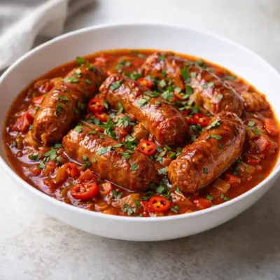 Rougail saucisses : sauce tomate pimentée aux herbes