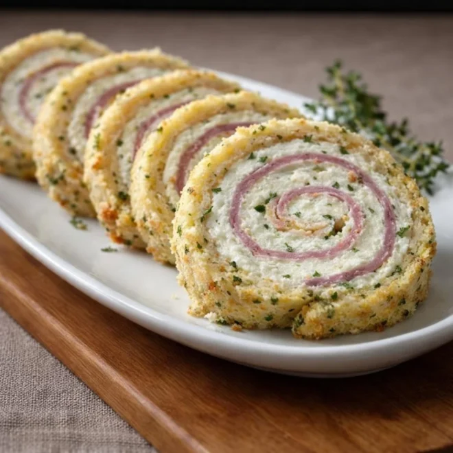 Roulé apéritif jambon fromage frais aux herbes