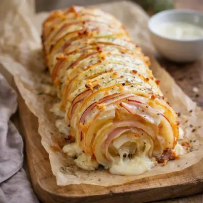 Roulé de pommes de terre et raclette au four