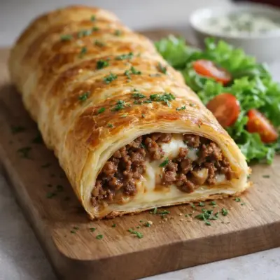 Roulé feuilleté viande hachée & fromage fondant