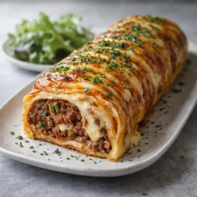 Roulé feuilleté viande hachée fromage fondant