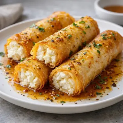 Rouleaux de feta croustillants au miel épicé