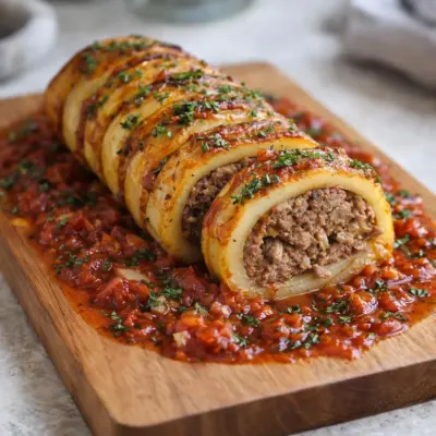 Rouleaux de pommes de terre à la viande hachée au four