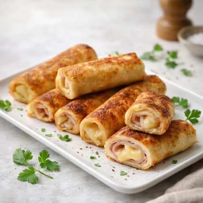 Roulés au jambon et fromage croustillants : la recette