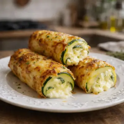 Roulés de courgettes au fromage coulant