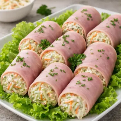 Roulés de jambon au céleri rémoulade, citron & croquant