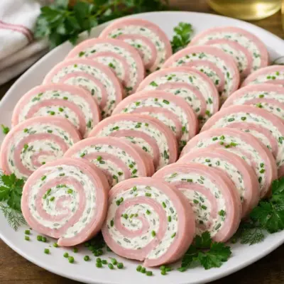 Roulés de jambon au fromage frais et fines herbes