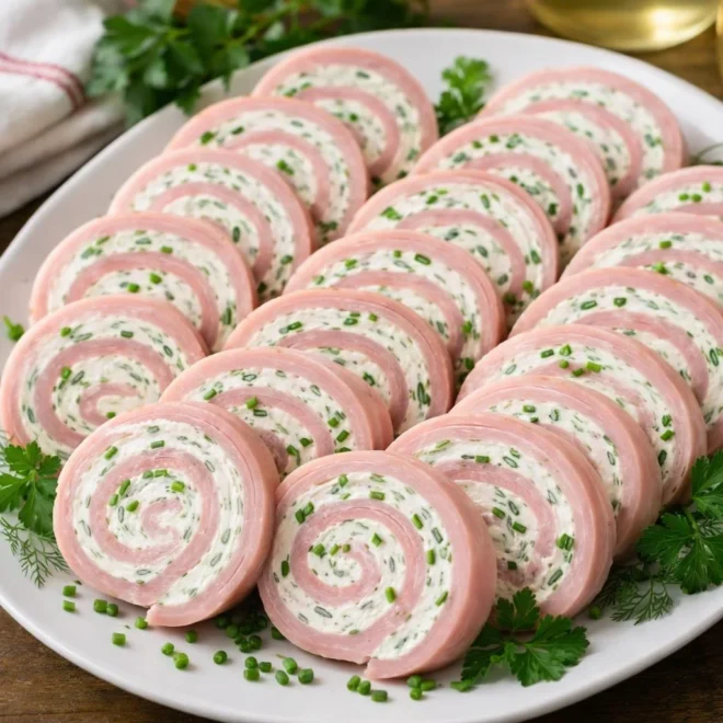 Roulés de jambon au fromage frais et fines herbes