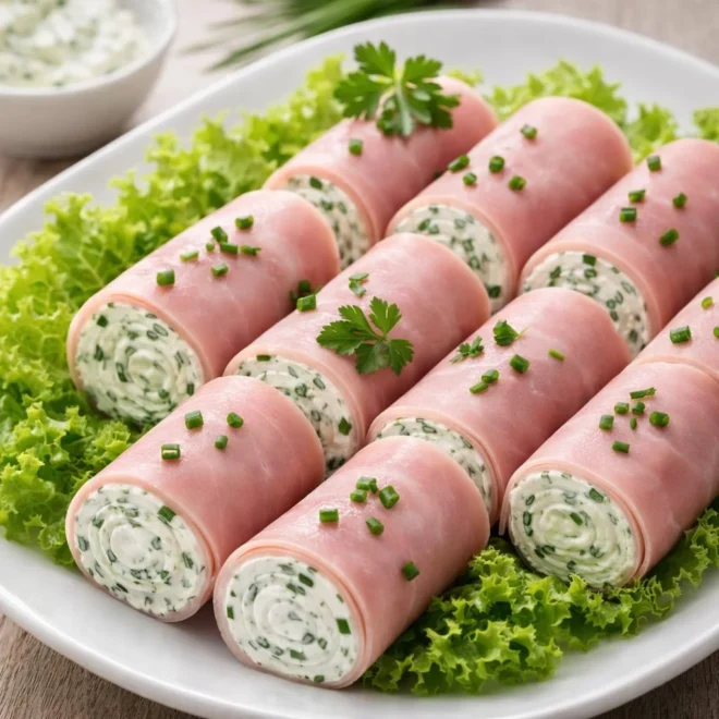 Roulés de jambon au fromage frais et fines herbes