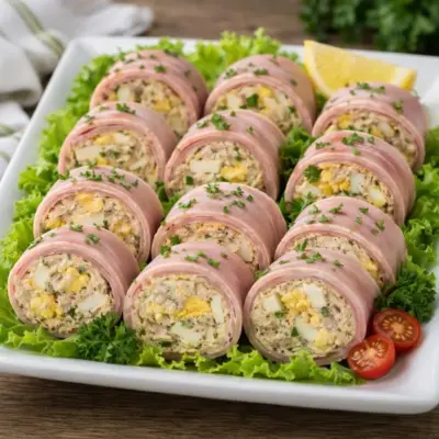 Roulés de jambon au thon et œufs durs – facile