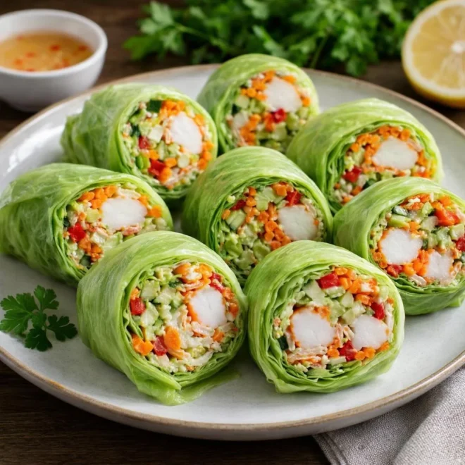 Roulés de laitue au surimi et légumes frais