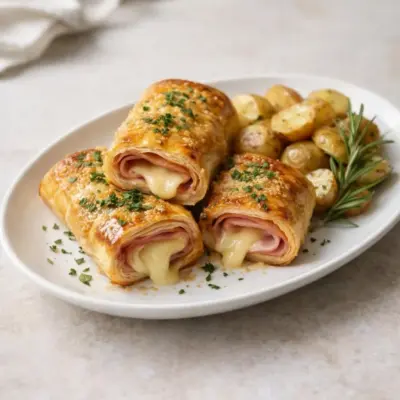 Recette roulés feuilletés cordon bleu jambon-fromage