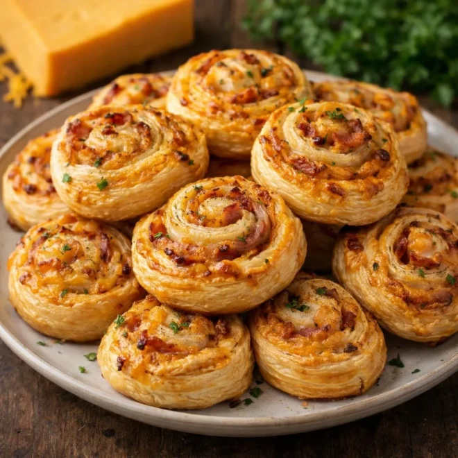 Roulés feuilletés bacon cheddar : croustillants & fondants