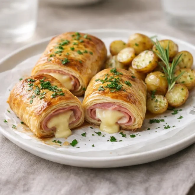 Roulés feuilletés cordon bleu jambon fromage au four