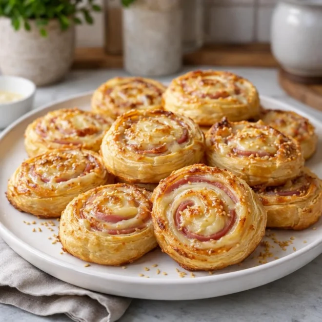 Roulés feuilletés jambon béchamel comté : dorés & fondants