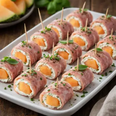 Roulés de jambon au melon fromage frais : frais & facile