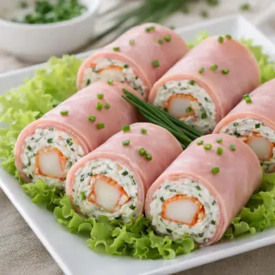 Roulés de jambon au surimi ricotta ciboulette