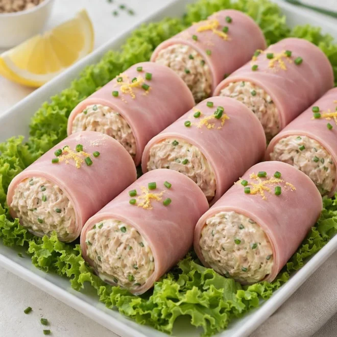 Roulés de jambon au thon et mayonnaise citronnée