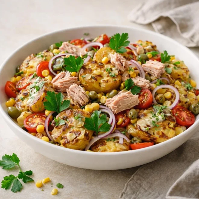 Salade croustillante au thon et pommes de terre