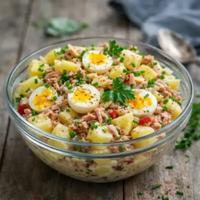 Salade de pommes de terre au thon et œufs