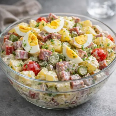 Salade piémontaise façon traiteur : pommes de terre & cervel