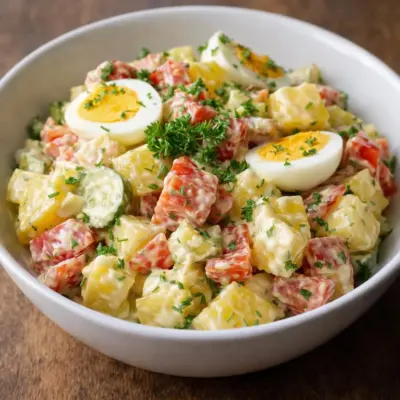 Salade piémontaise maison : pommes de terre, œufs & tomates