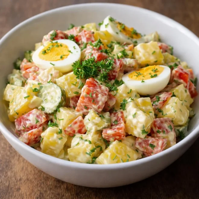 Salade piémontaise maison : pommes de terre, œufs & tomates