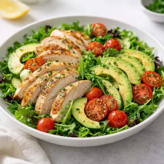 Salade de poulet et avocat : citron-moutarde maison