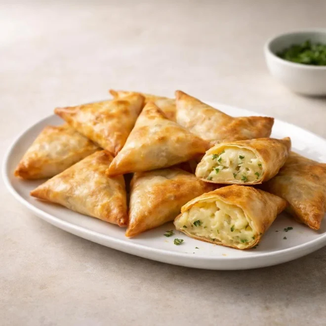 Recette samoussas pomme de terre fromage croustillants