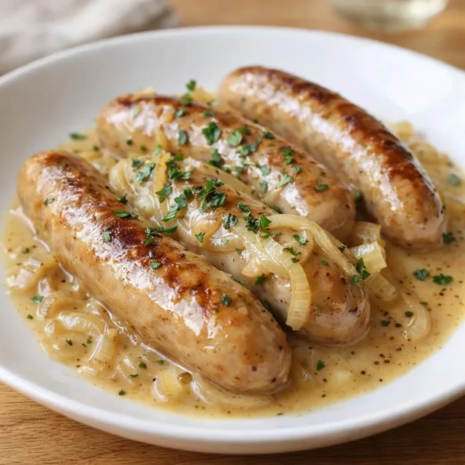 Saucisses à la moutarde et aux oignons | Recette