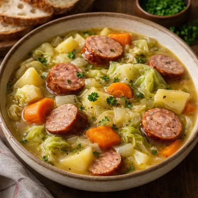 Saucisses fumées en cocotte aux pommes de terre fondantes