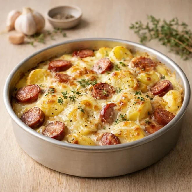 Recette gratin saucisses fumées pommes de terre au fromage